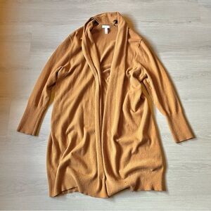 Leith Women's Caramel Brown Long Minimalist Duster Cardigan Sweater Size L